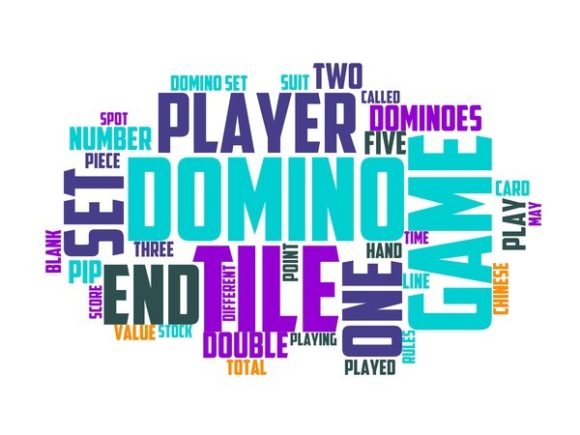 Dominoes Typography Book Cover: A Vibrant Wordcloud Design for Creative Projects