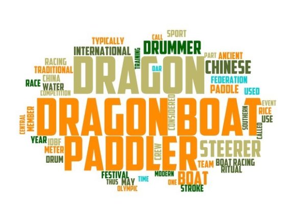 Dragon Boat Typography Background: A Vibrant Hand-Drawn Word Cloud for Creative Expression